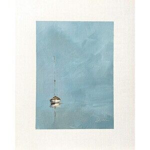 8x10 Maine Original Oil Painting Seascape Sailboat Nautical New England Signed